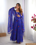 Lehenga Mart Wedding Wear Anarkali Suit With Dupatta - Blue | Grocsy