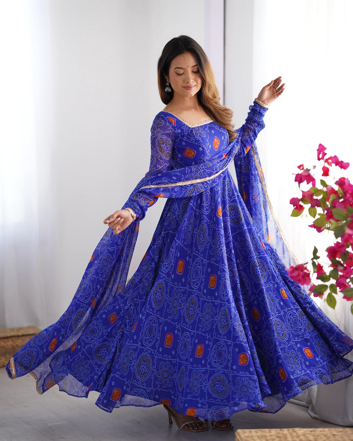 Lehenga Mart Wedding Wear Anarkali Suit With Dupatta - Blue | Grocsy