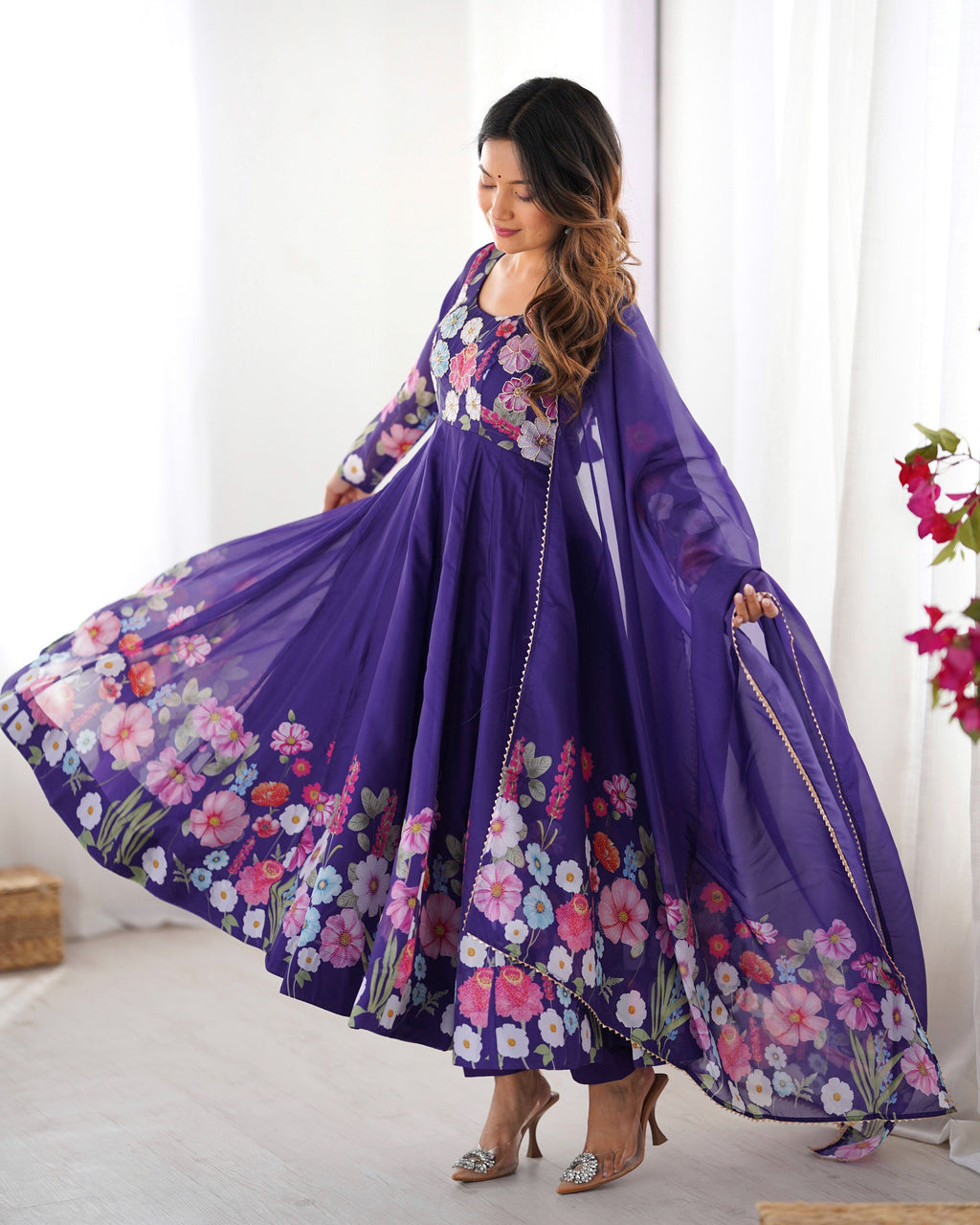 Lehenga Mart Wedding Wear Anarkali Suit With Dupatta - Blue | Grocsy