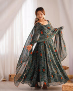 Lehenga Mart Wedding Wear Anarkali Suit With Dupatta - Green | Grocsy