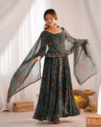 Lehenga Mart Wedding Wear Anarkali Suit With Dupatta - Green | Grocsy