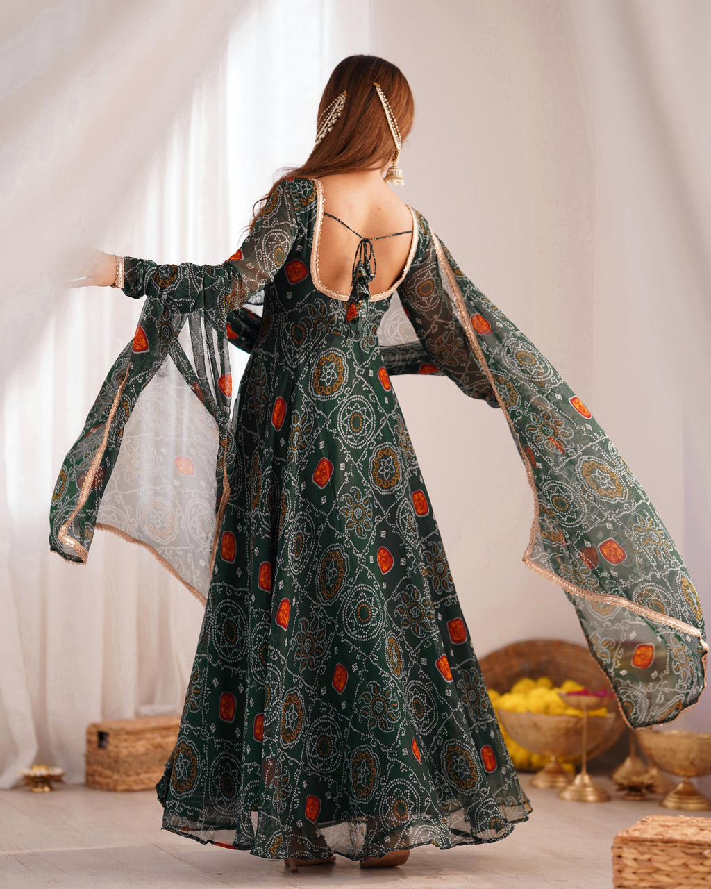 Lehenga Mart Wedding Wear Anarkali Suit With Dupatta - Green | Grocsy