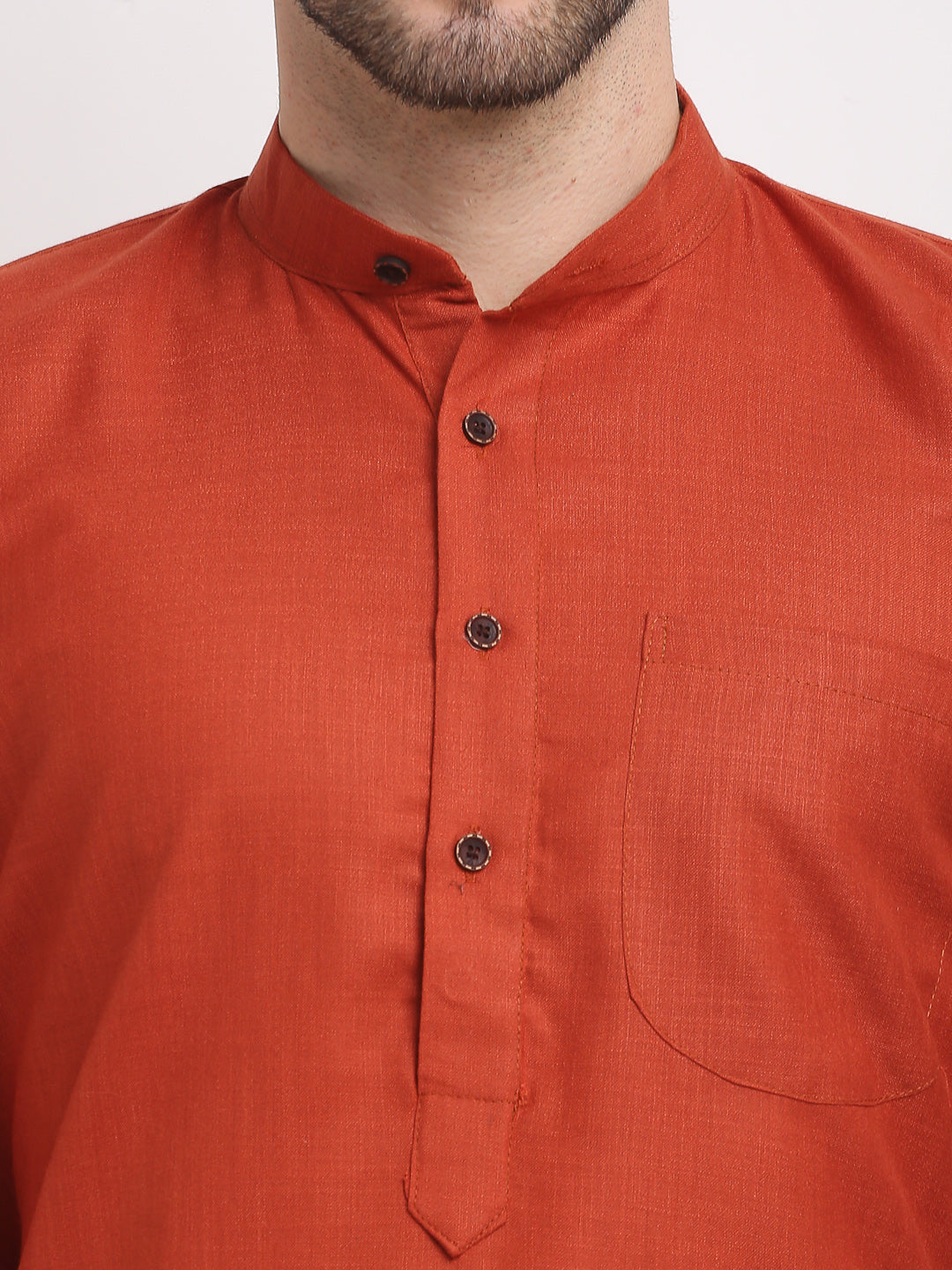 Jompers Men's Solid Cotton Kurta - Brown | Grocsy