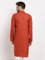Jompers Men's Solid Cotton Kurta - Brown | Grocsy