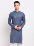 Jompers Men's Solid Cotton Kurta - Dark-Grey | Grocsy
