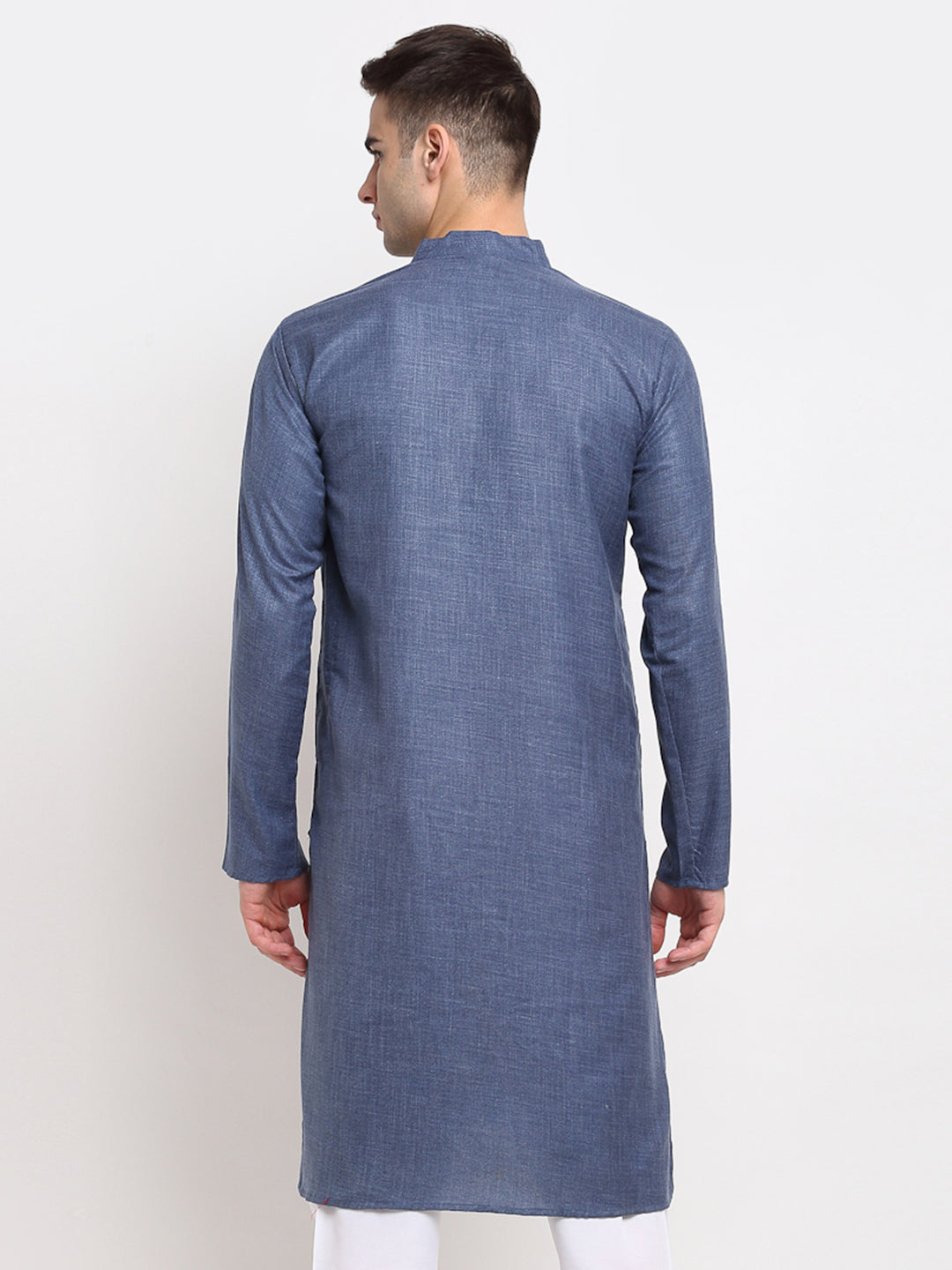 Jompers Men's Solid Cotton Kurta - Dark-Grey | Grocsy