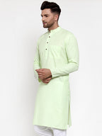 Jompers Men's Solid Cotton Kurta - Lime | Grocsy