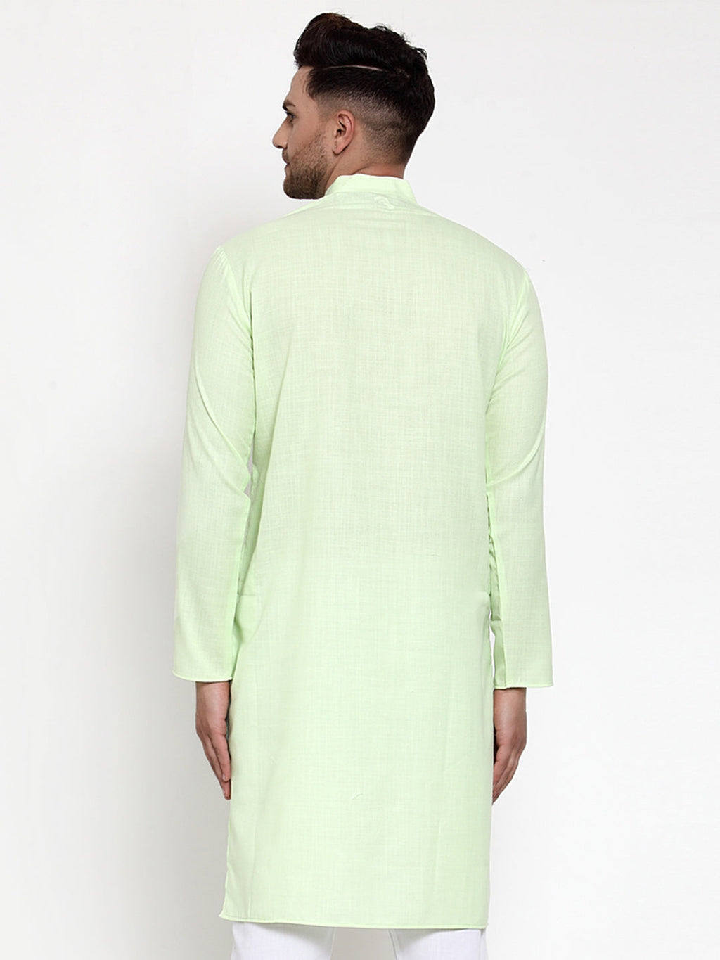 Jompers Men's Solid Cotton Kurta - Lime | Grocsy