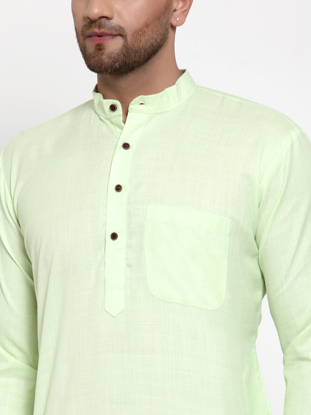 Jompers Men's Solid Cotton Kurta - Lime | Grocsy