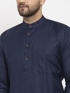 Jompers Men's Navy-Blue & White Solid Kurta Only | Grocsy