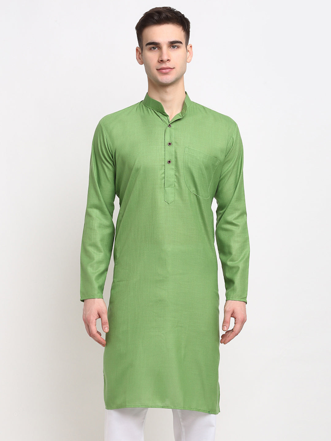 Jompers Men's Solid Cotton Kurta - Parrot | Grocsy