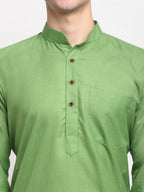 Jompers Men's Solid Cotton Kurta - Parrot | Grocsy