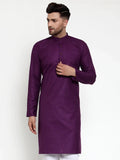 Jompers Men's Purple & White Solid Kurta Only | Grocsy