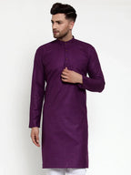 Jompers Men's Purple & White Solid Kurta Only | Grocsy