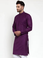 Jompers Men's Purple & White Solid Kurta Only | Grocsy