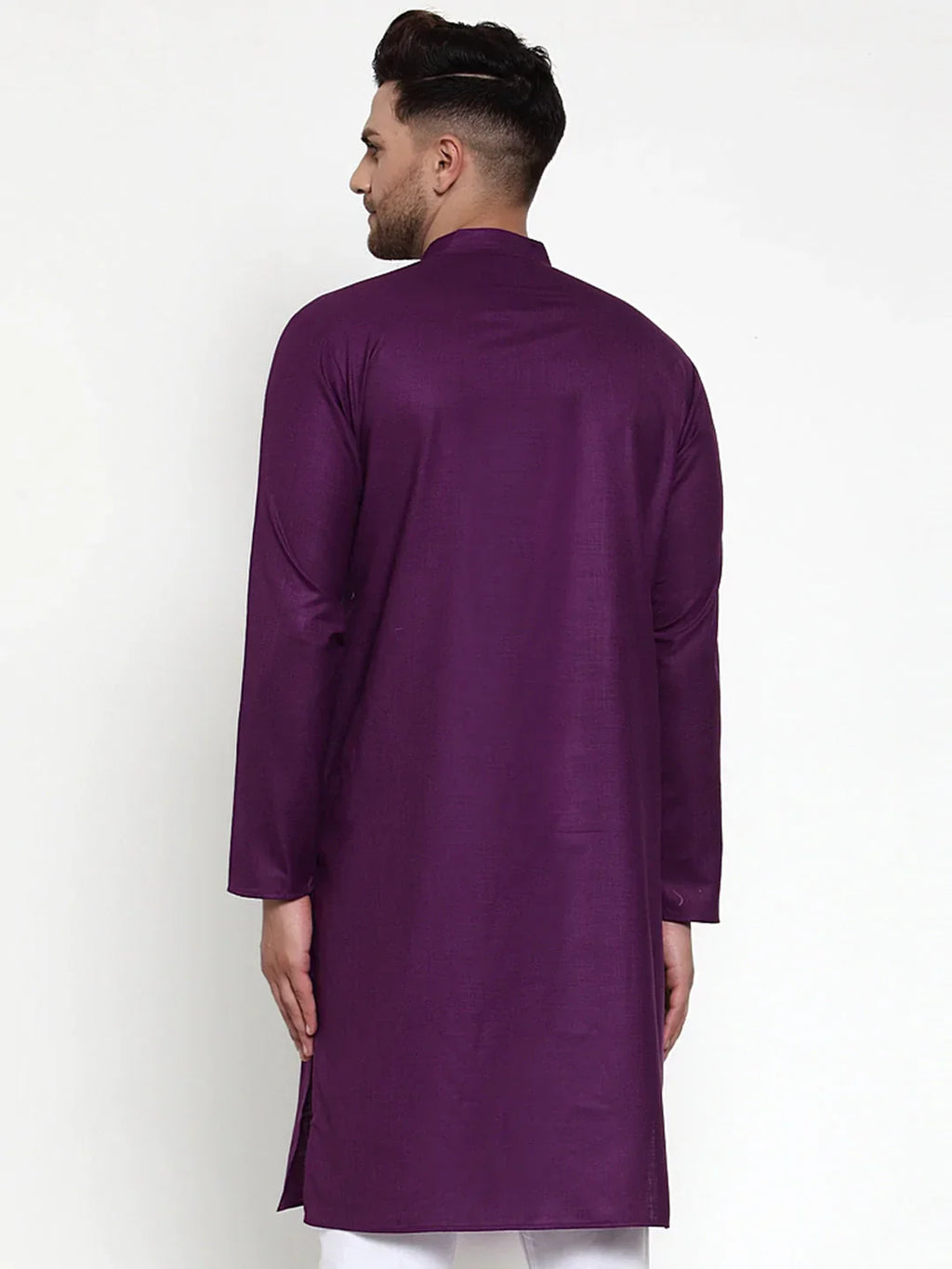 Jompers Men's Purple & White Solid Kurta Only | Grocsy