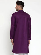 Jompers Men's Purple & White Solid Kurta Only | Grocsy