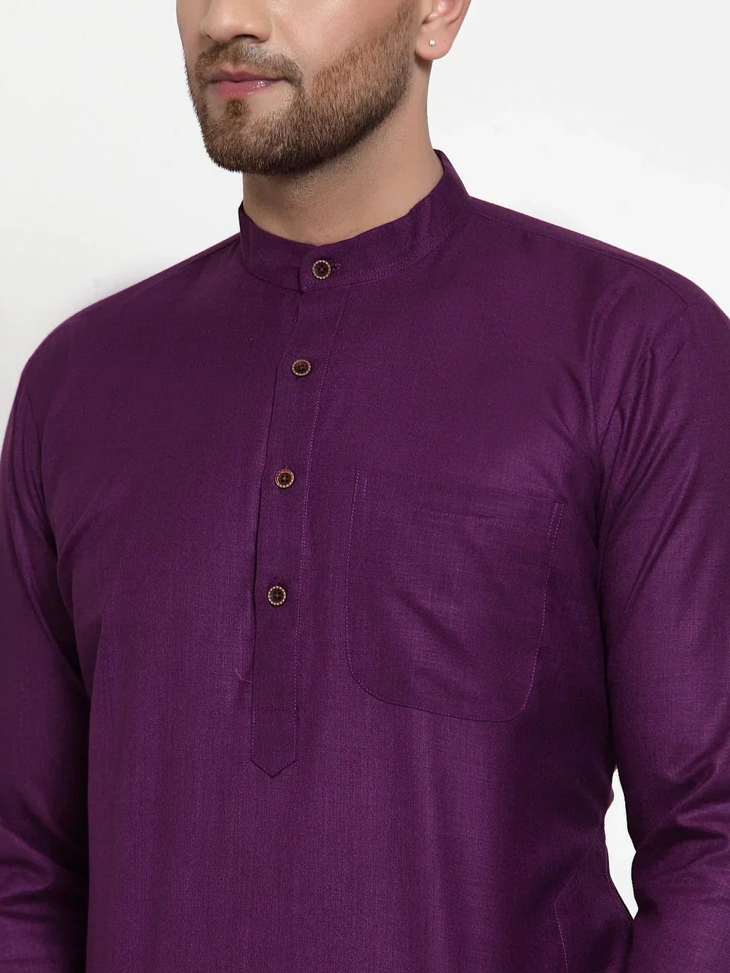 Jompers Men's Purple & White Solid Kurta Only | Grocsy
