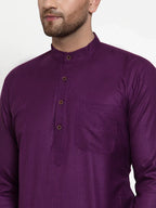 Jompers Men's Purple & White Solid Kurta Only | Grocsy