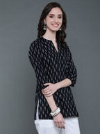 Antaran Black Pure Cotton Geometric Printed Tunic | Grocsy
