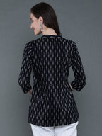 Antaran Black Pure Cotton Geometric Printed Tunic | Grocsy