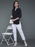 Antaran Black Pure Cotton Geometric Printed Tunic | Grocsy