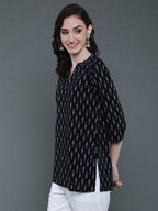 Antaran Black Pure Cotton Geometric Printed Tunic | Grocsy
