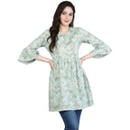 Antaran Green Pure Cotton Printed Tunic | Grocsy