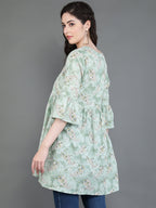 Antaran Green Pure Cotton Printed Tunic | Grocsy