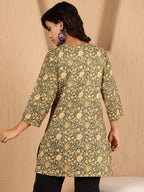 Antaran Green Pure Cotton Embroidered Tunic | Grocsy