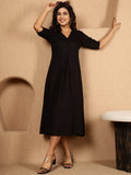 Antaran Black Rayon Solid Black Dress | Grocsy