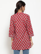 Antaran Maroon Pure Cotton Printed Tunic | Grocsy