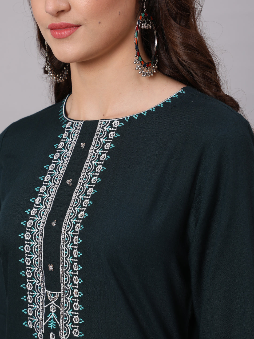 Antaran Blue Rayon Embroidered Kurta Pant Dupatta Set | Grocsy