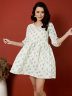 Antaran White Pure Cotton Printed Tunic | Grocsy