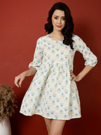 Antaran White Pure Cotton Printed Tunic | Grocsy