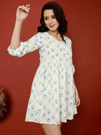 Antaran White Pure Cotton Printed Tunic | Grocsy