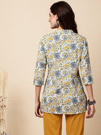 Antaran Blue Pure Cotton Printed Tunic | Grocsy