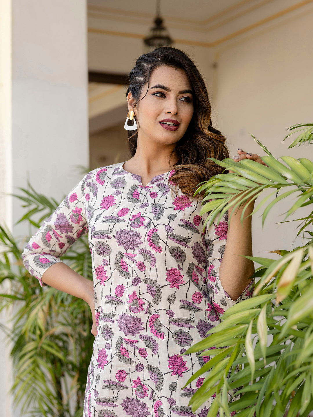 Antaran Off White Pure Cotton Floral Printed Co Ord Set | Grocsy