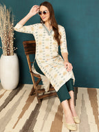 Antaran Off White Pure Cotton Embellished Kurta | Grocsy
