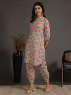 Antaran Sky Blue Pure Cotton Floral Printed Co Ord Set | Grocsy