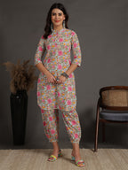 Antaran Sky Blue Pure Cotton Floral Printed Co Ord Set | Grocsy