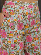 Antaran Sky Blue Pure Cotton Floral Printed Co Ord Set | Grocsy