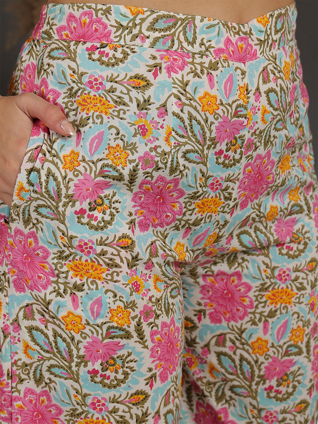 Antaran Sky Blue Pure Cotton Floral Printed Co Ord Set | Grocsy