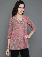 Antaran Grey Pure Cotton Embroidered Top | Grocsy