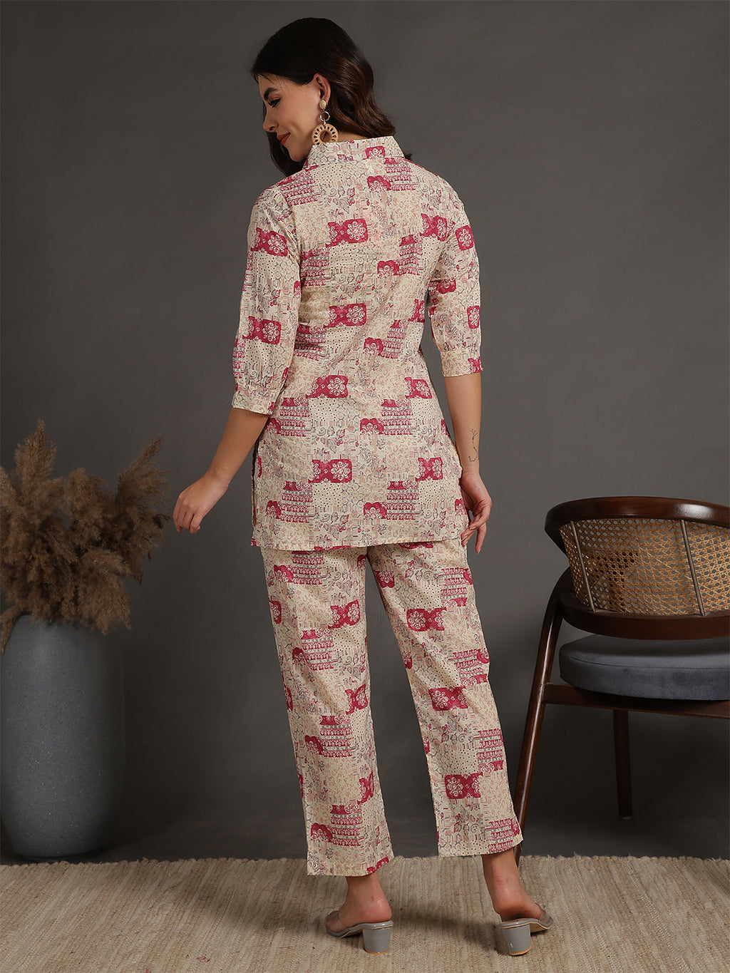Antaran Cream Pure Cotton Printed Co Ord Set | Grocsy