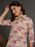Antaran Cream Pure Cotton Printed Co Ord Set | Grocsy