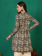 Antaran Black Pure Cotton Printed Tunic | Grocsy