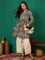 Antaran Black Pure Cotton Printed Tunic | Grocsy