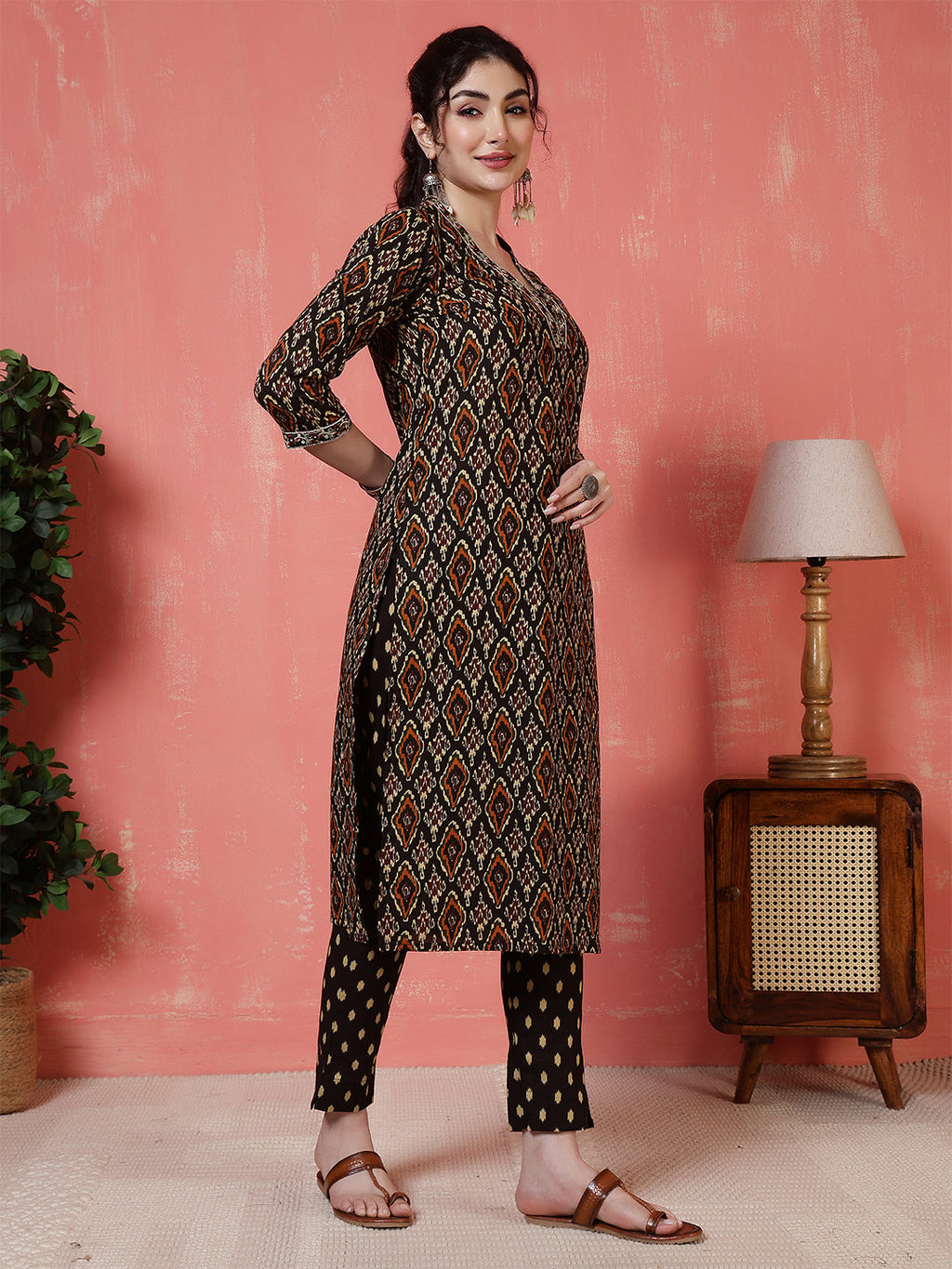 Antaran Black Pure Cotton Embroidered Kurta Pant Dupatta | Grocsy