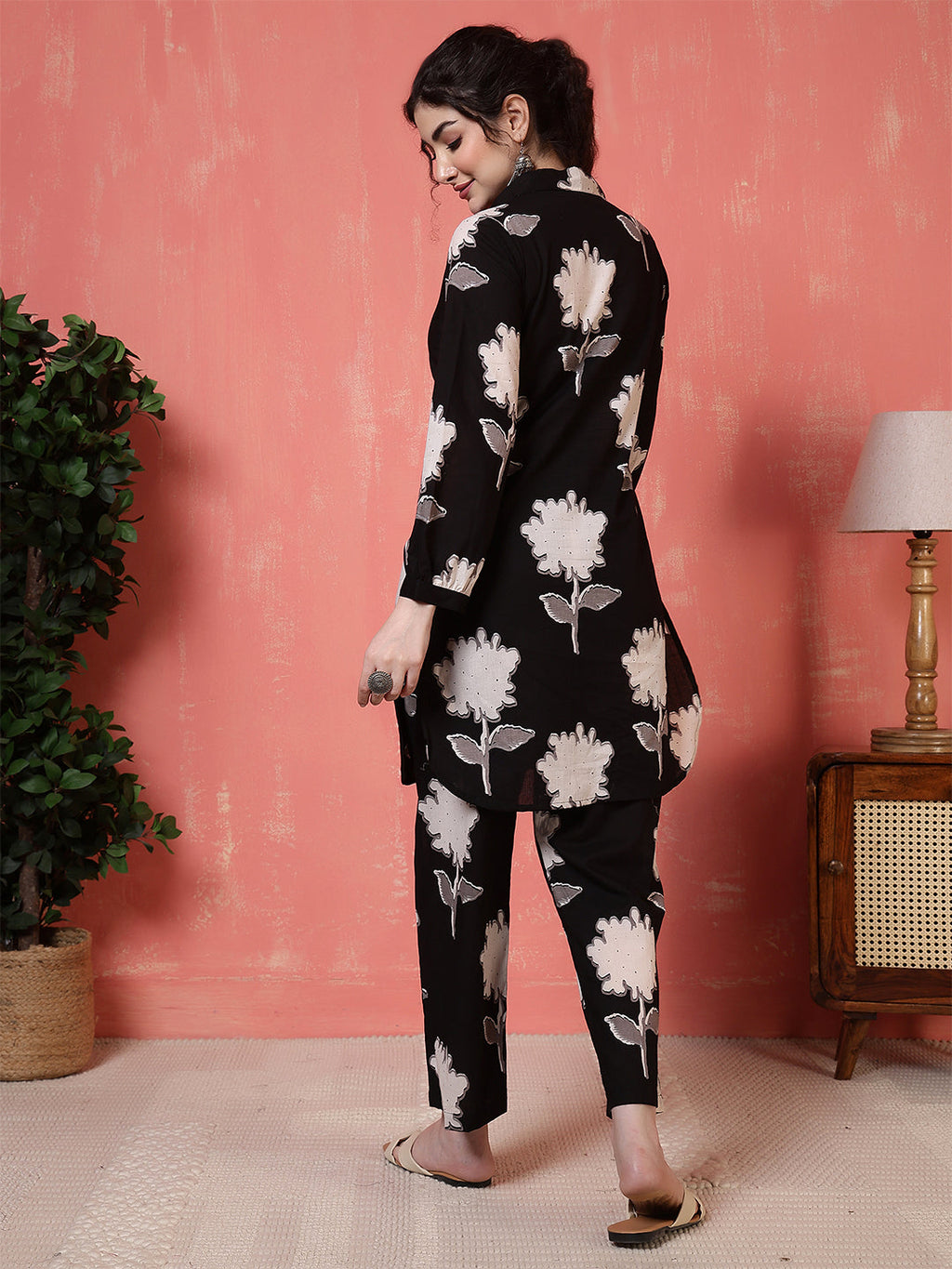 Antaran Black Pure Cotton Printed Co Ord Set | Grocsy